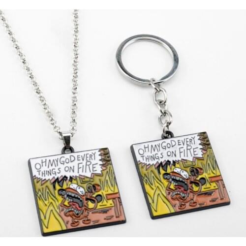Oh My God Everything on Fire Cartoon Women Necklace This in not Fine кулон Chains цепи брелок Aesthetic Choker Jewelry Gift