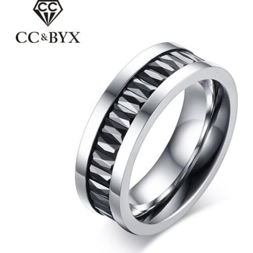 CC Couple Rings For Men And Women Stainless Steel Lovers Jewelry Black Cubic Zirconia Ring Diamant Bijoux Accessories CC1346