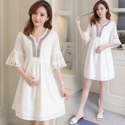Summer Vintage 70s Angel Flower Embroidery Mexican Mini Dress Cotton Solid White Hippie Casual Loose Dresses Women Vestidos