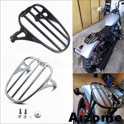 Motorcycle Solo Seat Rear Support Shelf Luggage Rack for Harley Softail Slim FLSL Street Bob FXBB 2018 2020 2021 Chrome/Black