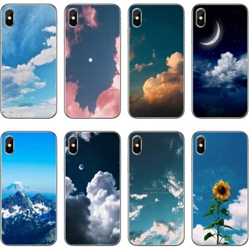 Clouds on blue sky Transparent Phone Case For iPhone 12 11 Pro Max Mini XS Max XR X 8 7 Plus 6 6S Plus 5 5S SE 2020
