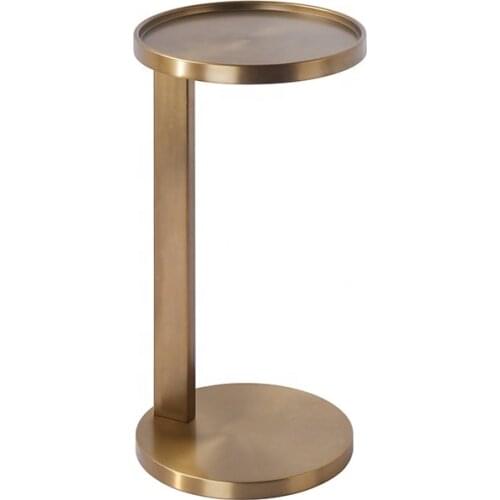 Luxury Modern design living room furniture brass antique gold carbon steel bed end sofa side table