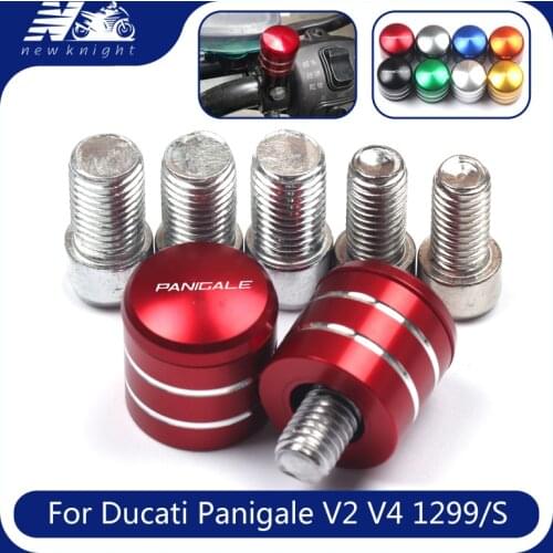 With Logo 2 Pcs For Ducati Panigale V2 V4 1299/S Motorcycle CNC Aluminum Rearview Handlebar Mirror Bolt Screws Mount Adapter
