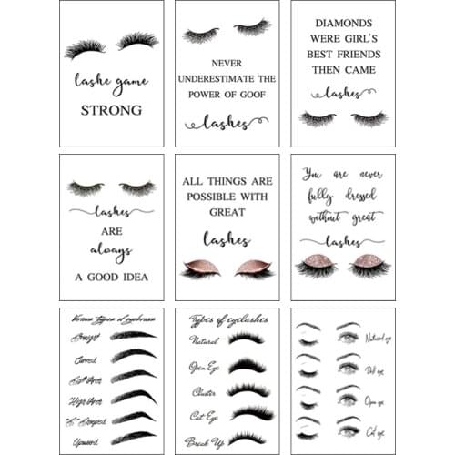 Self-adhesive Wall Sticker Girl Eyelash Extension Guide Abstract Eyelash Art Posters and Prints for Beauty Shop Decoration