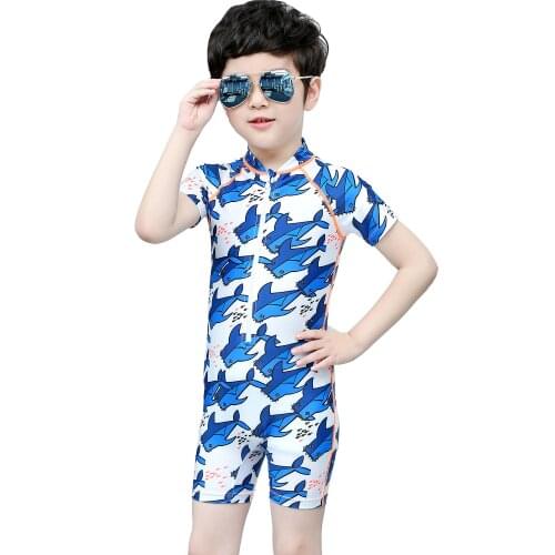 Sbart 2018 New Arrival Blue Kids Short Sleeve One-pieces Swimsuit for Boys Lycra Swimming Suit Bathing Suit Summer Surf Suit