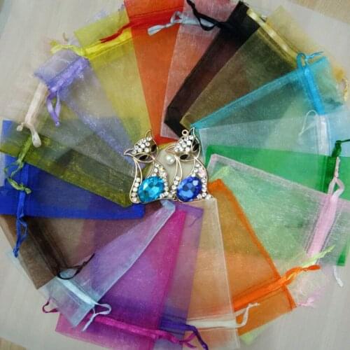 50pcs Plain Color Organza Bag Drawable Colors Drawstring Pouch Mesh Bag For Wedding Christmas Party Gift Jewelry Packaging Bag