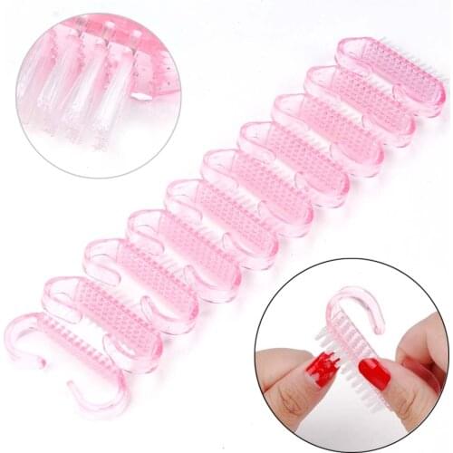 10/50/100Pcs New Nail Brush Cleaning Clean Dust Remove Nail Art For Manicure Plastic Finger Care Makeup Handle Scrubbing Tool
