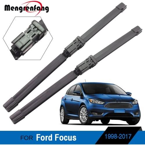 For Ford Focus 1998-2016 Car Soft Rubber Windshield Wiper Blades Front Windscreen Wiper Push Button & Pinch Tab & J Hook Arms
