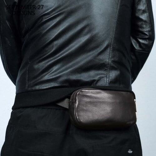 New Fashion Waist Packs Men Genuine Leather Chest Bags Top Handmade Small Messenger Crossbody Bag Mini Travel Phone Bag Lovers