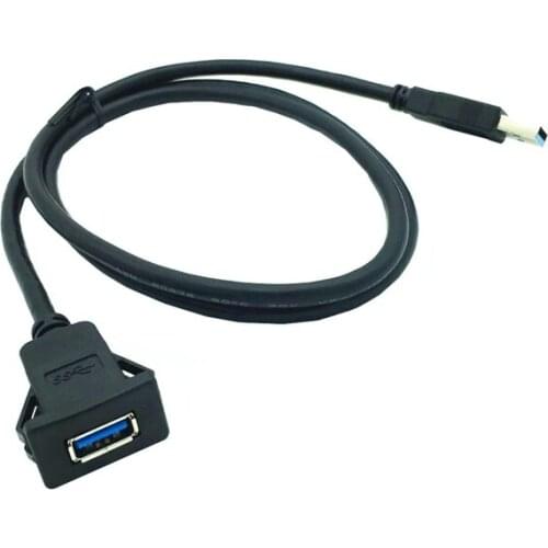 USB 3.0 Male To Female AUX Flush Panel Mount Extension Cable For Car Truck Boat Motorcycle Dashboard