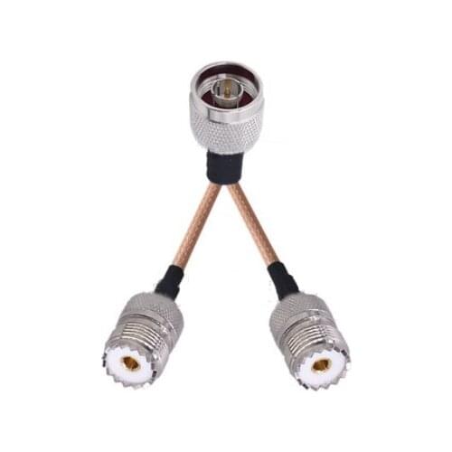 N Male to 2 UHF PL259 Female Connector RF RG316 Pigtail Y Extension Cable