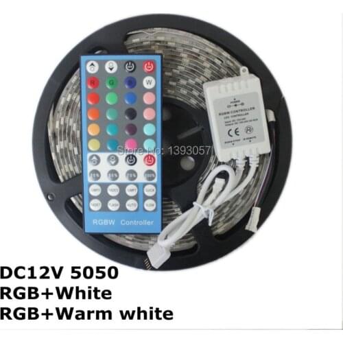 5M RGBW RGBWW 300Leds SMD 5050 LED Strip Waterproof and Non-Waterproof DC 12V Flexible LED Light+40 keys IR Remote Controller
