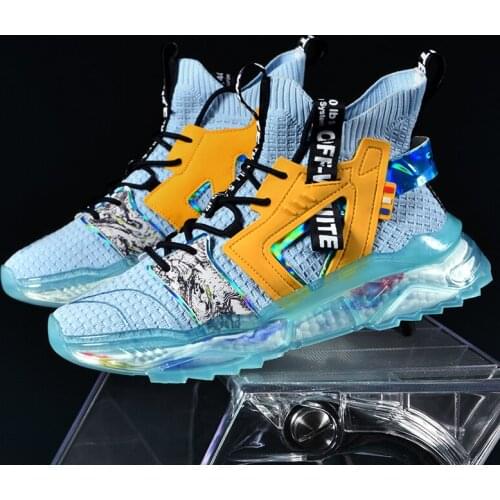 High-top Men Sneakers Breathable Mesh Running Shoes Men Graffiti Sports Shoes Fashion No-slip Walking Jogging Shoes Zapatillas