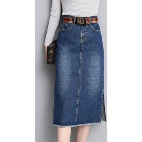 Women Denim Skirt OL long Bodycon High Quality Elagant Pencil Skirt