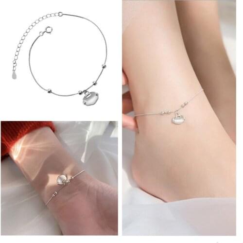 2021 Trend Women Anklets Silver Plated Fine Jewelry Cute Crystal Lock Pendant Bracelet For Girls Party Accessories Lady Gift