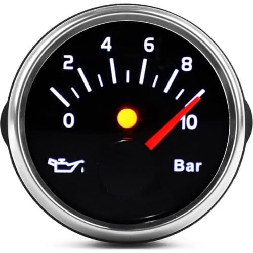 12-24V waterproof oil pressure gauge 2 inch 52MM oil pressure gauge 0~10BAR Universal car truck modified instrument