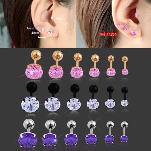 2Pcs 1.2*8*4mm Zircon Stone Ear Piercing Tragus Ring 16G Earrings Ear Piercing Cartiliage Ear Piercing Jewelry