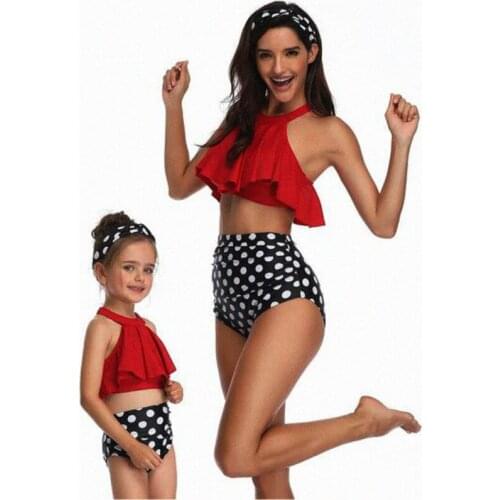 2021 Biquini Sexy Women And Girls Swimwear Ruffle Vintage Bottom Bikini Set Bathing SuitsHigh Waist Swimsuit Halter Bikini