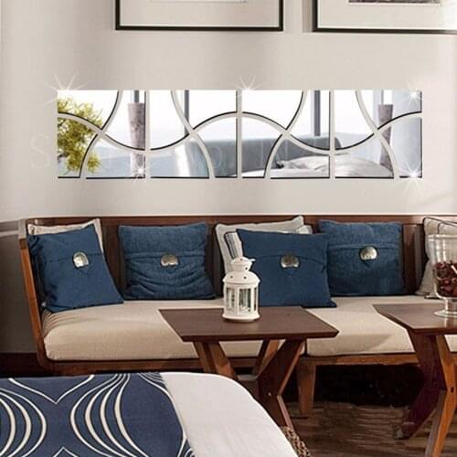 3D Mirror Wall Stickers Kids Bedroom Living Room Decoration Wall Sticker Quotes Background Silver Gold Sticker Wall Decor