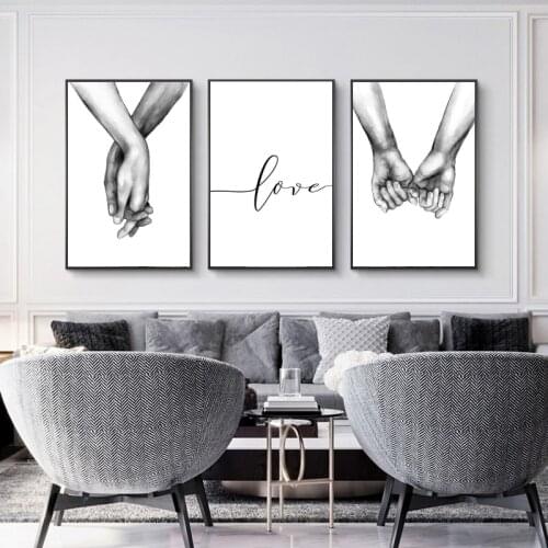 Abstract Black And White Sketch Canvas Art Posters And Prints Nordic Lover Holding Hands Canvas Paintings Home Wall Art Pictures