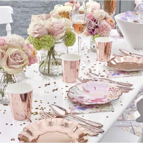 Team Bride Paper Straws Rose Gold Plates Bachelorette Party Tableware Bridal Shower Supplies Wedding Table Decorations JL66