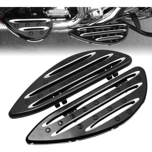 Black Driver Floorboards Foot pegs Footrest For Harley Touring Softail Street Road Glide Fat Boy Dyna Road King Electra Glide