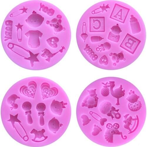 Baby Shower Party 3D Silicone Fondant Mold For Cake Decorating Cake Sugar Craft Chocolate Moulds Tools DIY