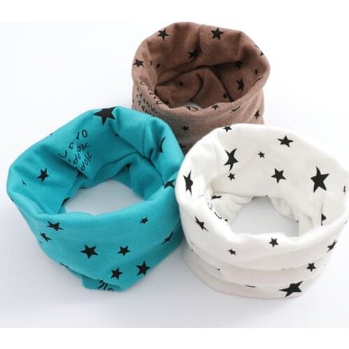 Baby Neck Scarf Stars Print Cotton Children Warm Scarf Kids Collar Autumn Winter Boys Girls O Ring Scarves Clothes Accessories