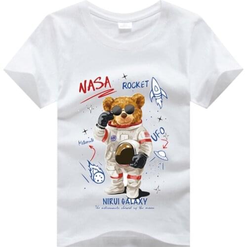 T Shirt Cartoon Animals Baby Kids Boys Girls Children Cotton Short Sleeves Summer Clothing Bear Print Tee Red Yellow Black White