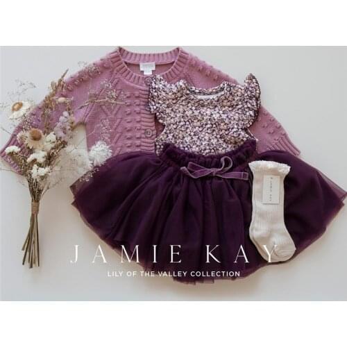 2Pcs Baby Summer Outfits, Floral O-Neck Ruffle Fly Sleeves Romper + Elastic Tutu Skirt with Bowknot for Girls, 0-24 Months