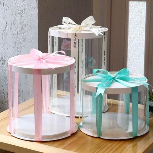 Round Birthday Cake Box Clear Cylindrical Transparent Flower Gift Dustproof Non-toxic Safe Exhibition Storage Box Household Item