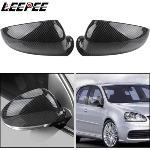 LEEPEE 2pcs Car RearView Mirror Case Caps for VW Golf 5 MK5 Jetta 2006-2011 Carbon Fiber Side Wing Mirror Cover Auto Replacement