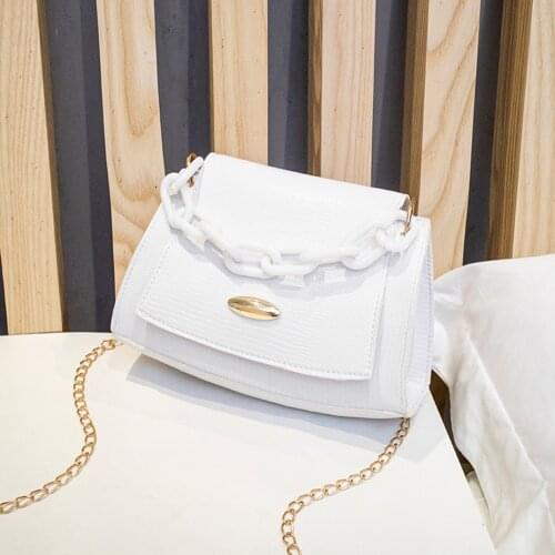 Fashion Flip Women Messenger PU Small Square Clutch Casual Shoulder Crossbody Female Handbag Diagonal Body Bag Chain Handle 2022