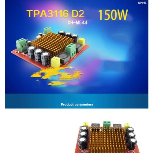 KYYSLB TPA3116DA 150W DC12~26V Mono Digital Power Amplifier Board XH-M544 Home Audio Amplifier Board 100DB with Radiator NE5532