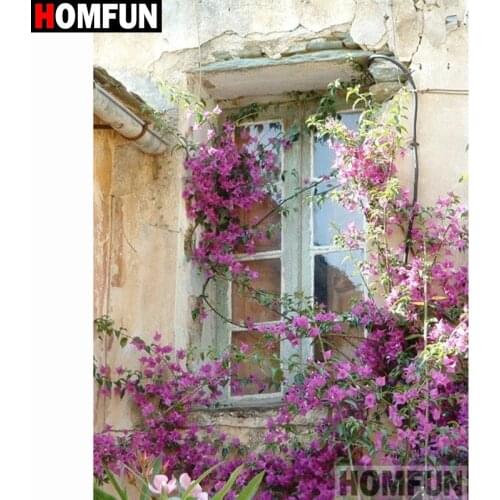 HOMFUN 5D Diamond Embroidery Needlework Kit "Flower window scenery" Diamond Painting Cross Stitch Home Decoration Gift A27819