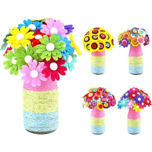 1 Set Flower Craft Kit Stylish Beautiful Resin No Odor Button Bouquet Craft for Kindergarten