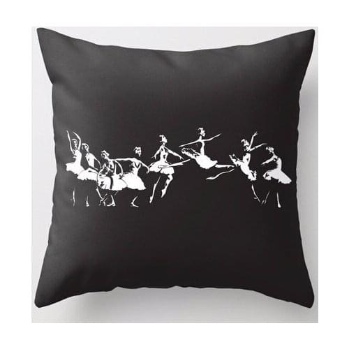 Hot Sale Beauty Black White Ballet Dancer Series Square Throw Square Pillow Cover Creative Personalized Pillowcase Soft Bedding