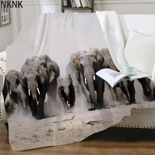 NKNK Elephant Blanket Animal Bedding Throw Ferocious Plush Throw Blanket Home 3D Print Sherpa Blanket Fashion Premium Rectangle