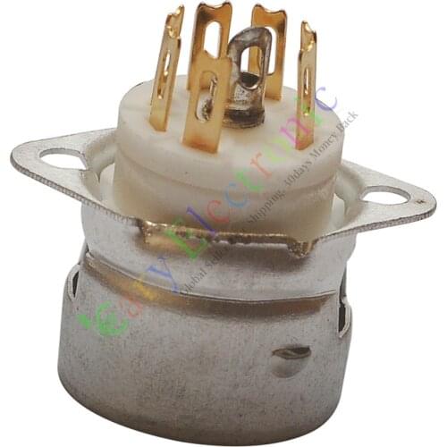 Wholesale and retail 50pc 7pin Gold Ceramic vacuum tube sockets valve for AEE91 EC92 audio amplifier free shipping