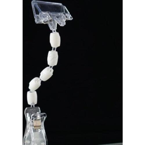 Plastic Clear Rotational Body Design Product Exhibition Pop Card Display Clip Clamps Holder 80x26mm