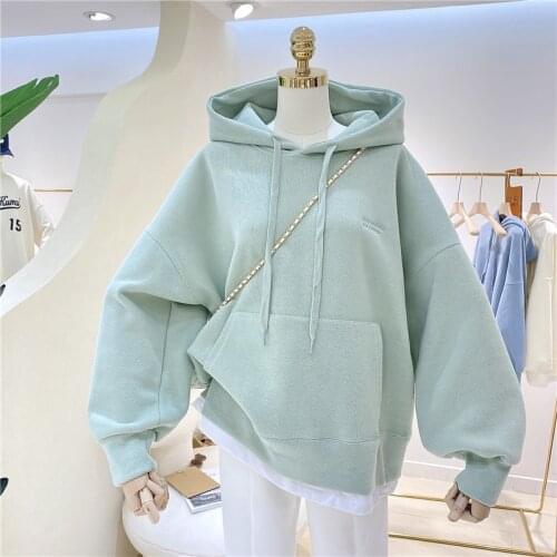 Fashion hoodies women khaki purple green 5XL plus size tops 19 autumn winter new long sleeve hooded plus velvet sweatshirt JD669