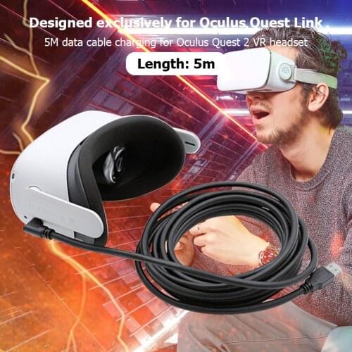 Portable Black 5m/16.4ft USB Charging Data Cable USB Type C to USB 3.0 Cord for Oculus Quest 2 VR/AR Glasses Accessories