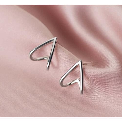 Real 925 Sterling Silver Hollow Heart Stud Earrings For Fashion Women Party Fine Jewelry Cute Minimalist Accessories
