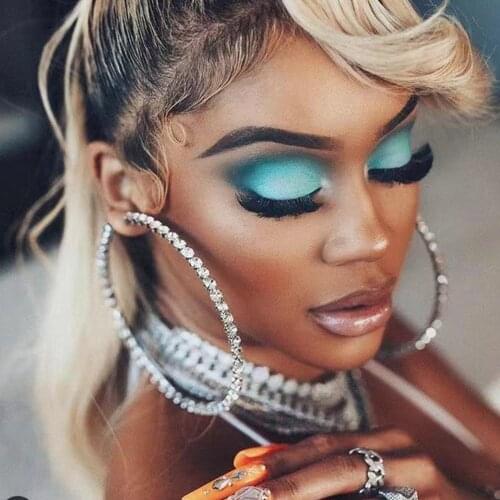 Luxury Rhinestone 10CM Super Big Circle Hoop Earrings Hip Hop Statement Jewelry for Women Nightclub Crystal Large Round Earrings