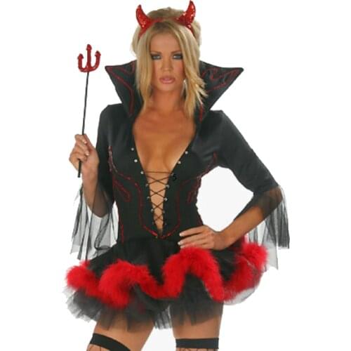 UTMEON Sexy Heartless Lace Cosplay Demon Dress Fo Woman Devil Demon Dress Cosplay Vampire Costumes Party Dress