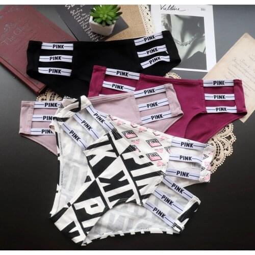 European and American Womens Cotton Letter Thin Strap Sexy Underwear Womens Low-rise Buttocks Womens Briefs Plus Size