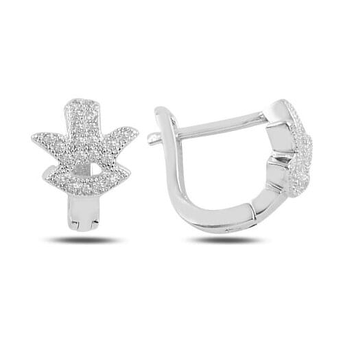 Silverlina Silver Zircon Stone J Earrings