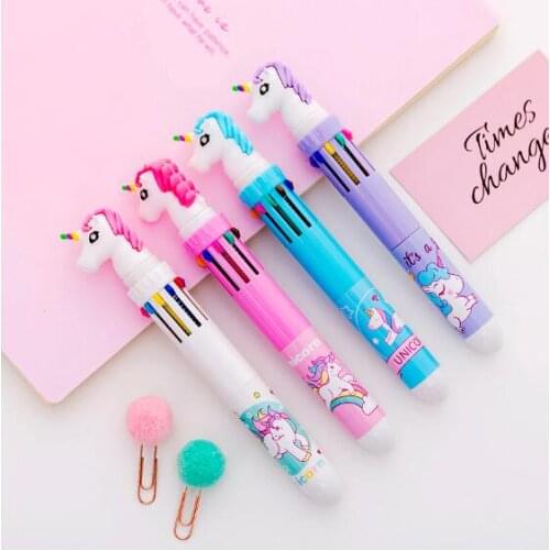 Cartoon Pig Ballpoint Pen 24 Pcs/lot Cute 10 Colors Ball Pens Material School Writing Supplies