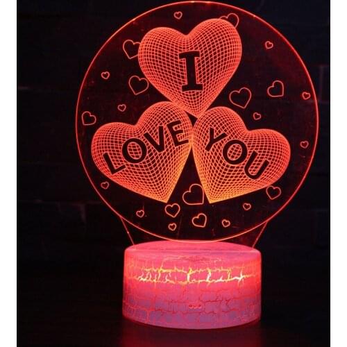 I LOVE YOU theme 3D Lamp LED night light 7 Color Change Touch Mood Lamp Christmas present Dropshippping