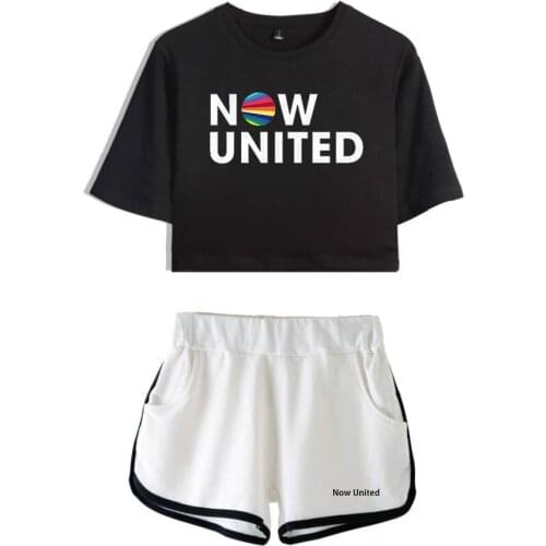 Now United - Better Album Women Two Piece Set Shorts+lovely T-shirt Better Now United Lyrics Harajuku Hot Y2K Girl Set Oversized